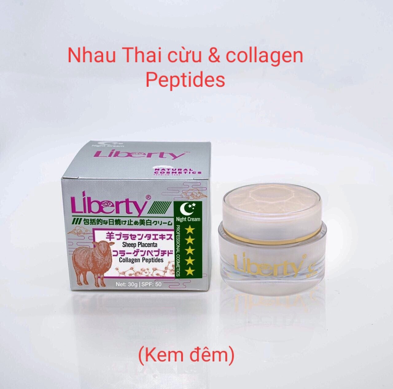 Kem dưỡng trắng da chống nắng LIBERTY Japan chiết xuất collagen nhau thai cừu_đêm 30g