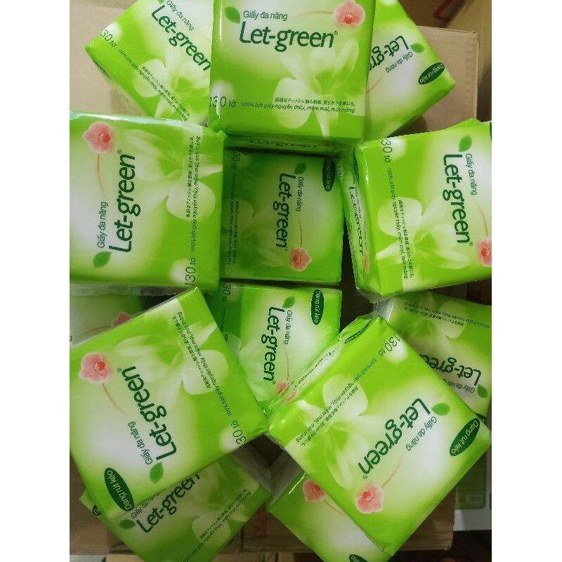 Combo 5 khăn giấy đa năng let green 130 tờ. kích thước 10*21