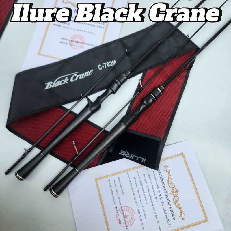 Cần Câu Ilure Black Crane Model 2023 Khoen Fuji Nhật Bản Chính Hãng- Cần Câu Lure Săn Hàng Khủng