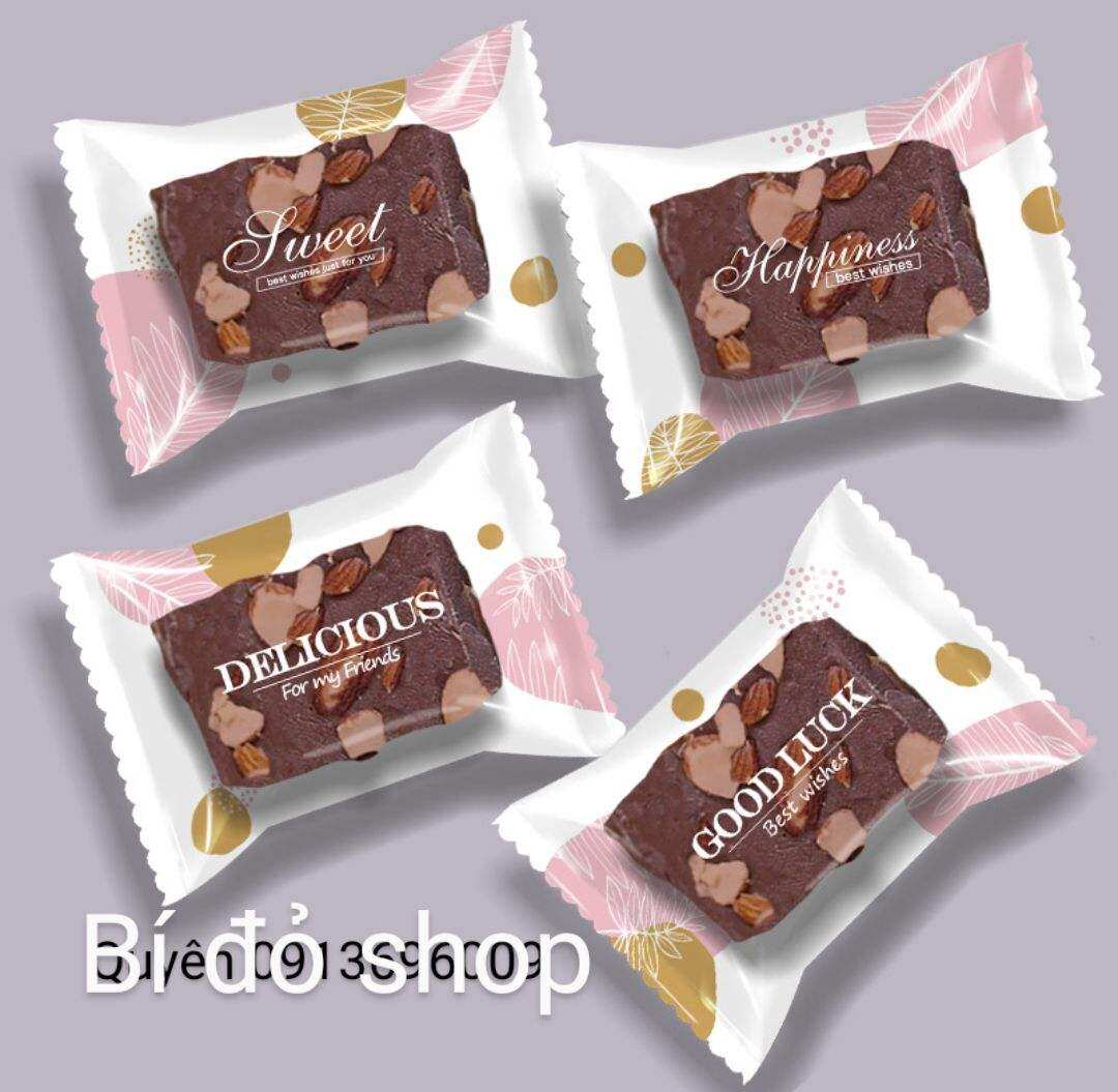 Set 100 túi bánh QUY, bánh qui, cookies, cookie CHẤM VÀNG CHẤM HỒNG hàn miệng 7*10cm - Bí đỏ shop Bao bì nguyên liệu dụng cụ làm bánh