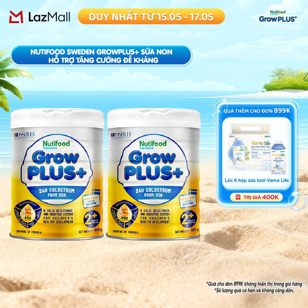 Combo 2 Sữa non GrowPLUS+ (vàng) - Hỗ trợ tăng cường đề kháng trên 2 tuổi Singapore tăng cường hệ miễn dịch và hấp thu chất dinh dưỡng (2lon x Lon 800g) - Grow Plus+