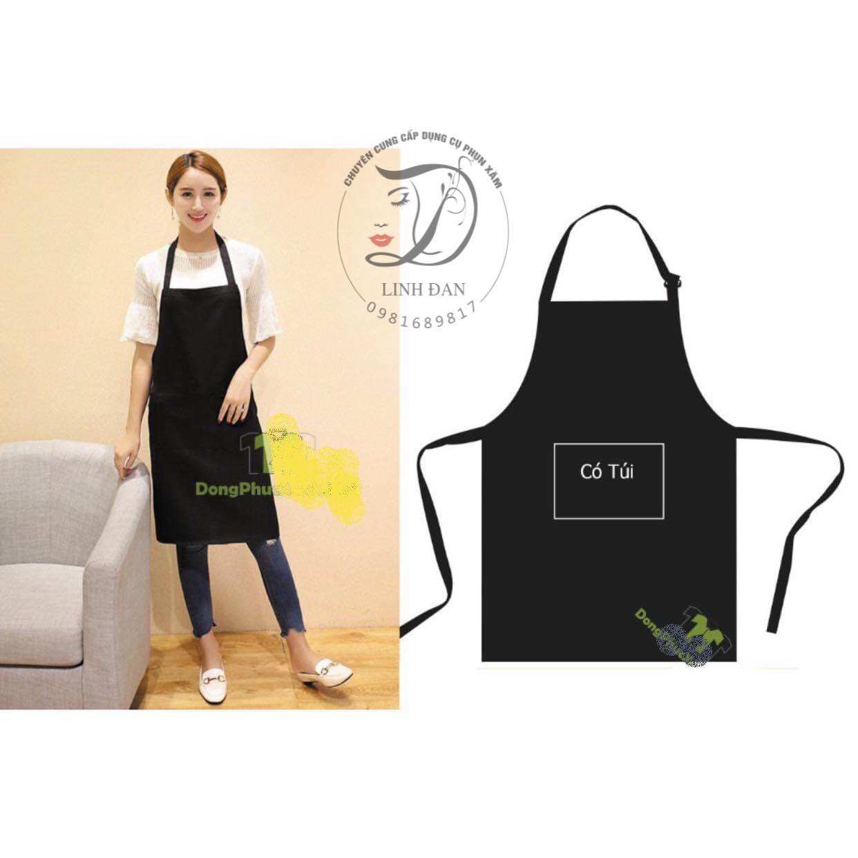Tạp dề đen dùng trong phun xăm, nối mi,....