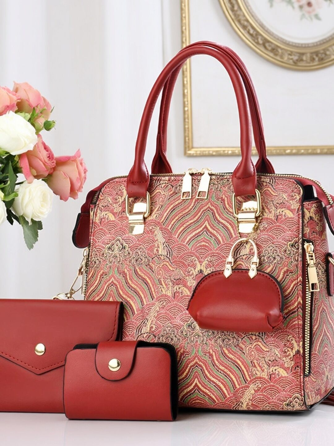 Elegant Commuter Style Floral Print Handbag Large Capacity Mother-Child Women's Bag Fashionable Texture Shoulder Crossbody Bag Giá 827,000 Đồng*Miễn phí vận chuyển