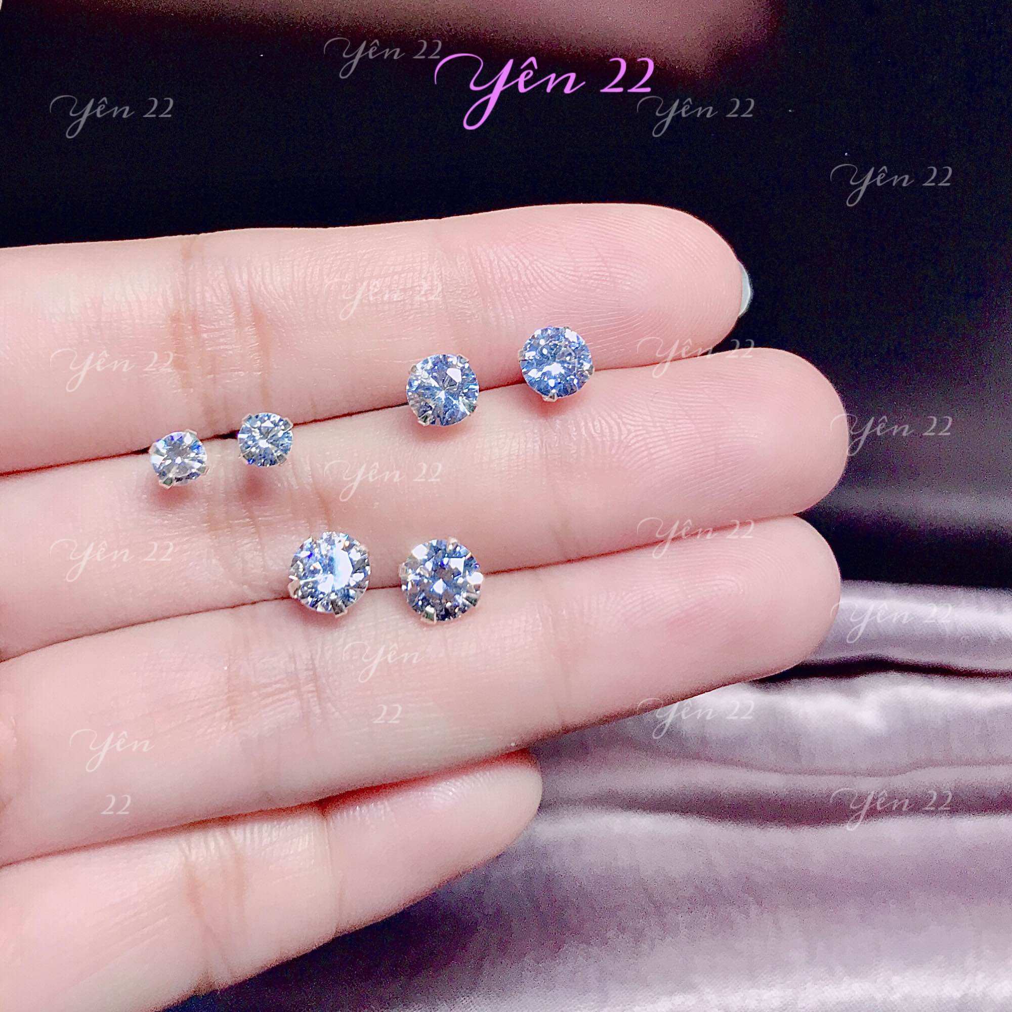Bông tai bạc 1 hột đá đơn giản