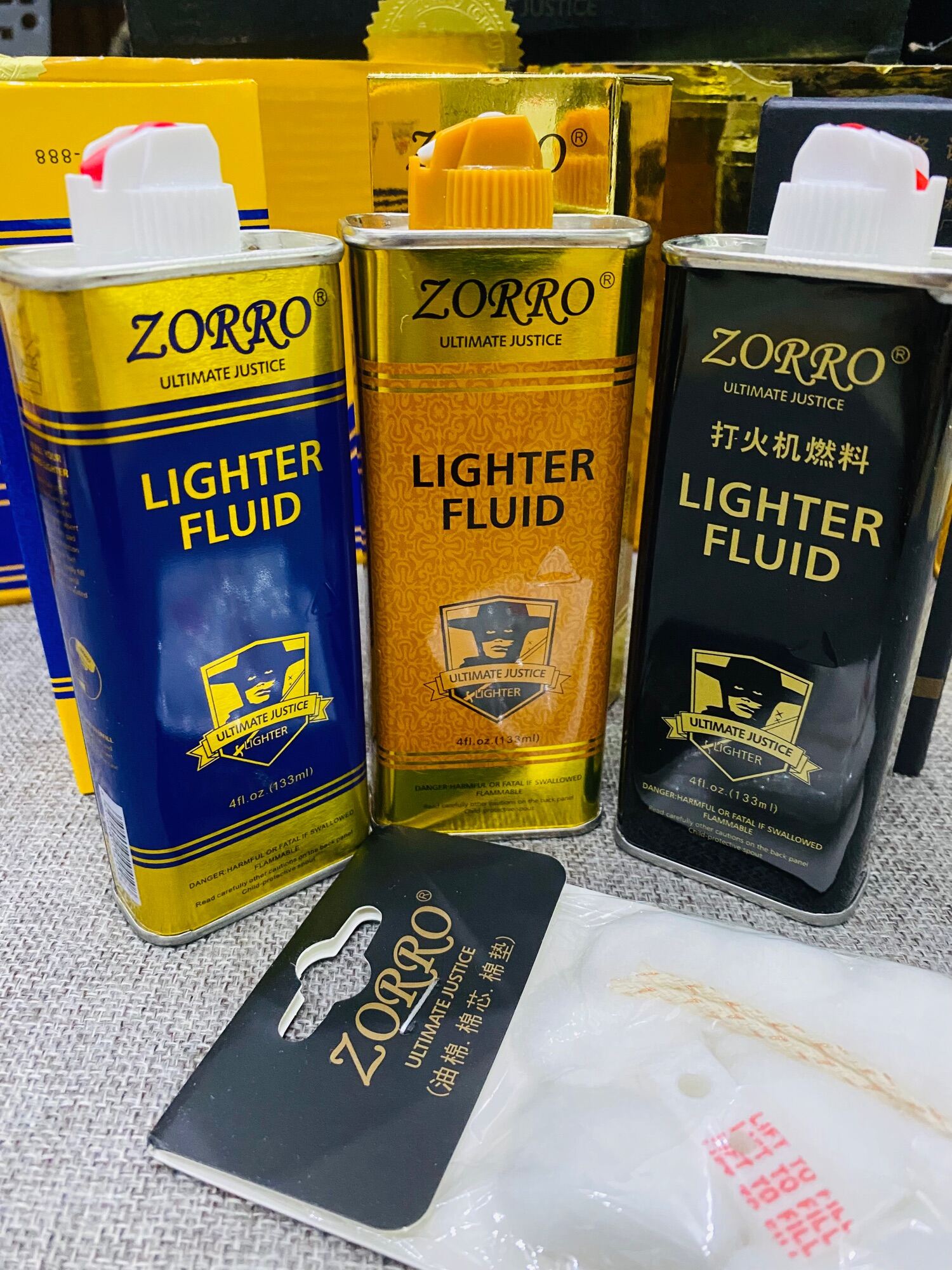 [Chính Hãng] Phụ Kiện Bật Lửa Xăng Zippo Zorro Combo 3 Chai xăng Cao Cấp [Tặng Bông Zorro]
