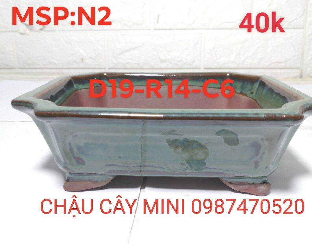 CHẬU BONSAI MINI CHỮ NHẬT N2,CHẬU CÂY CẢNH ĐỂ BÀN,CHẬU GỐM SỨ