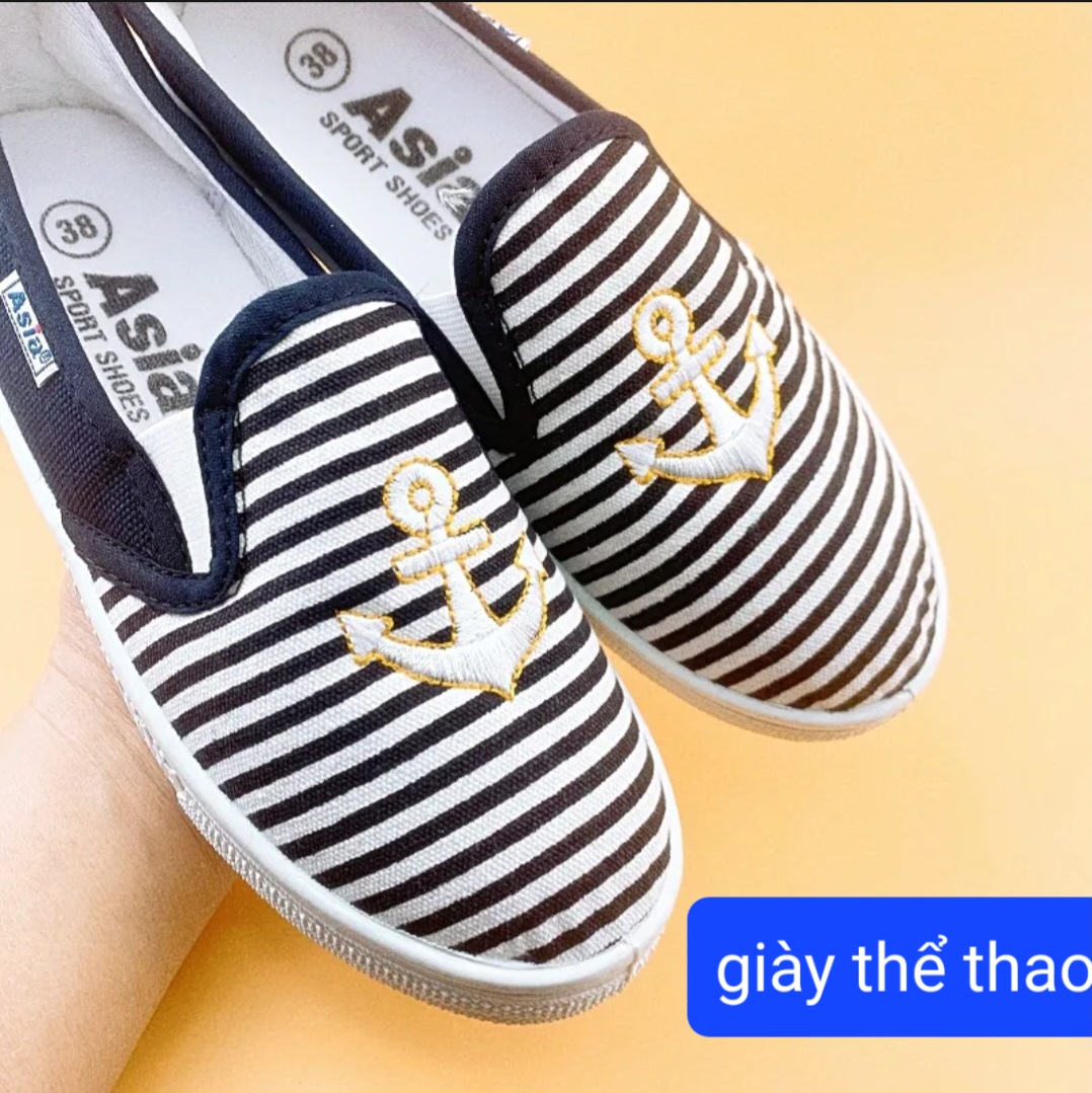 Giày nữ ASIA màu xanh ( kẻ sọc)