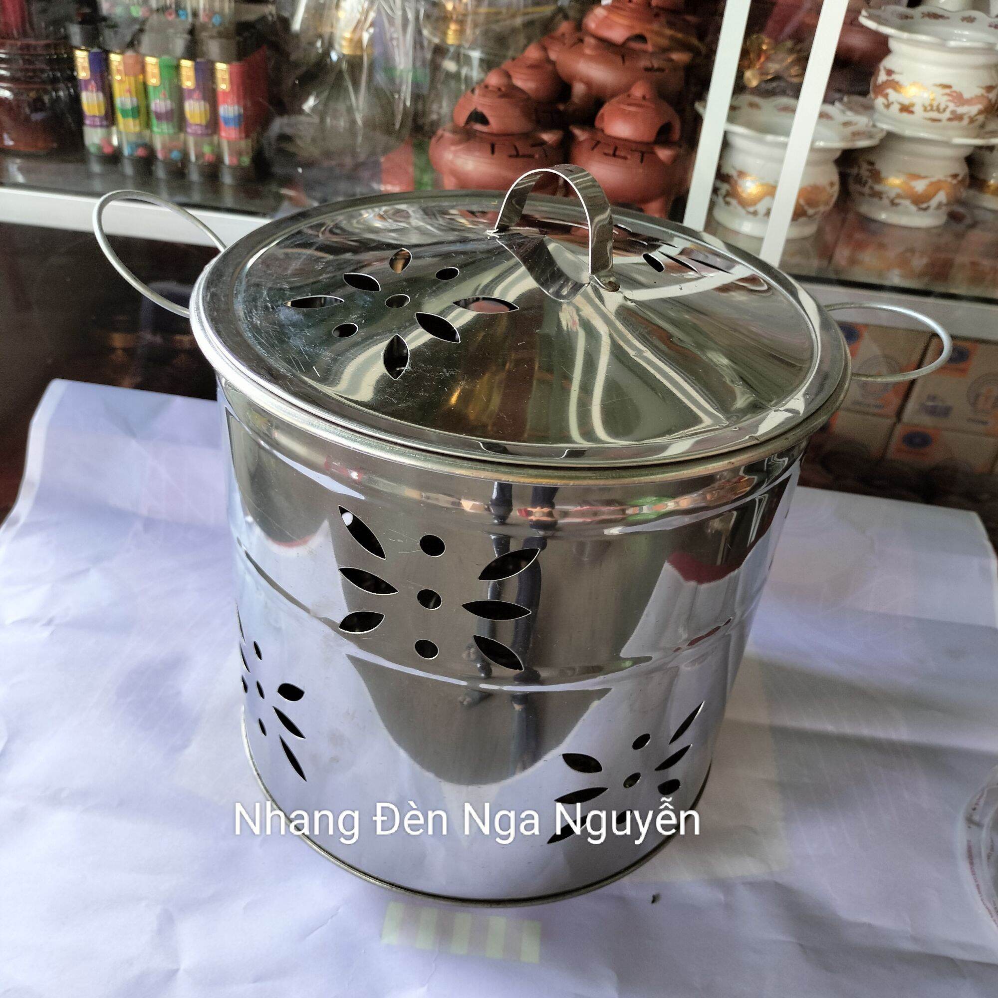 Thùng đốt giấy tiền vàng mã inox có nắp