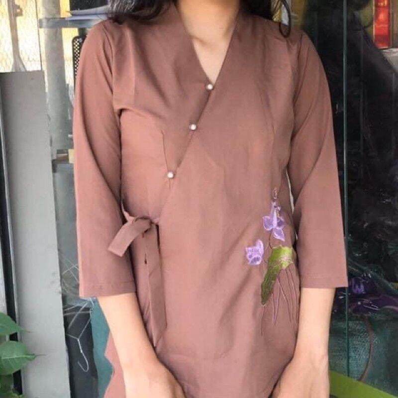 Đồ lam đi chùa - mẫu nhật nơ cho bé gái