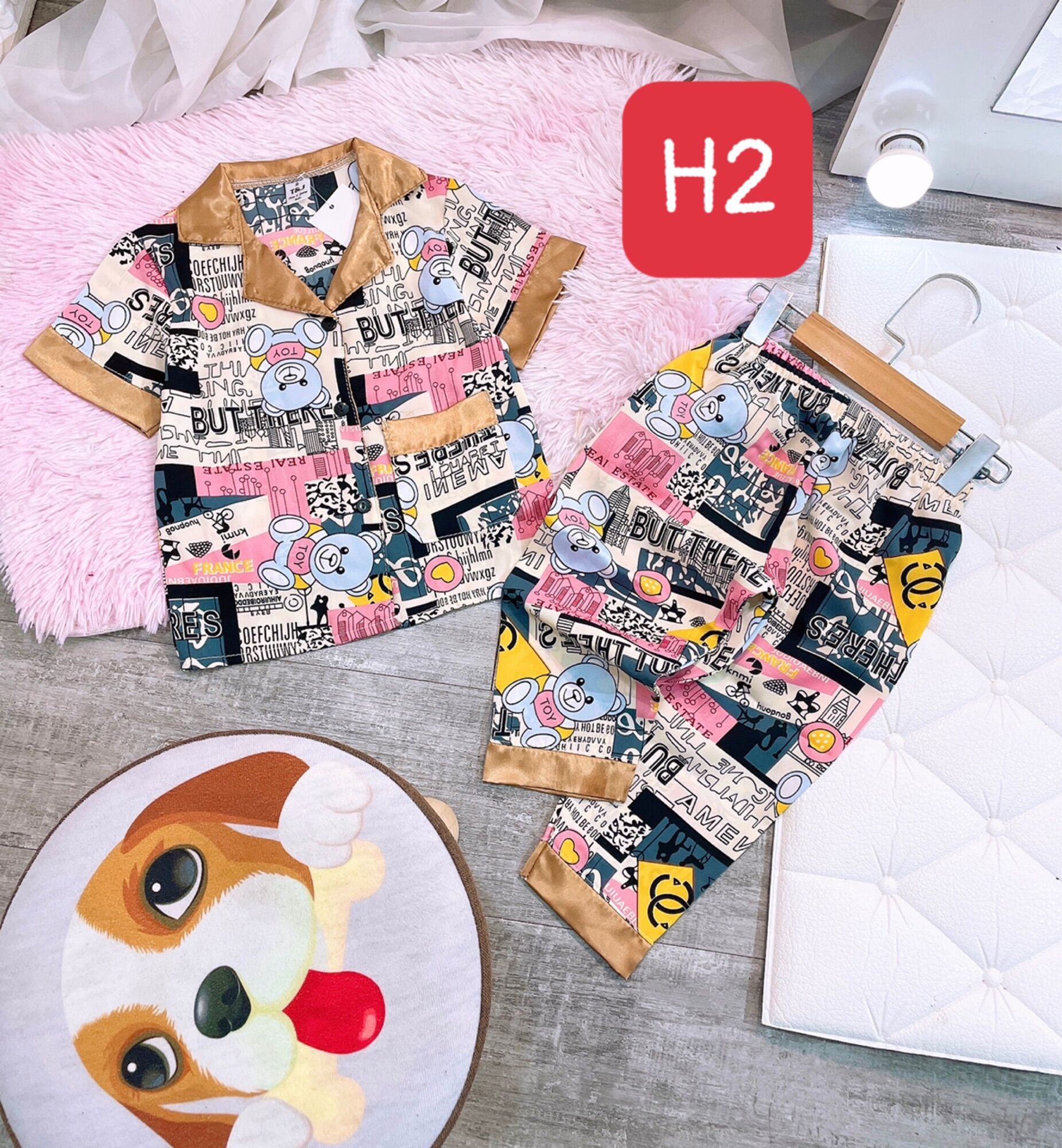 Bộ pijama lụa mango cho bé 22-35kg