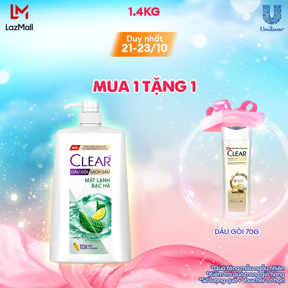 Dầu gội sạch gàu Clear Mát Lạnh Bạc Hà 14kg