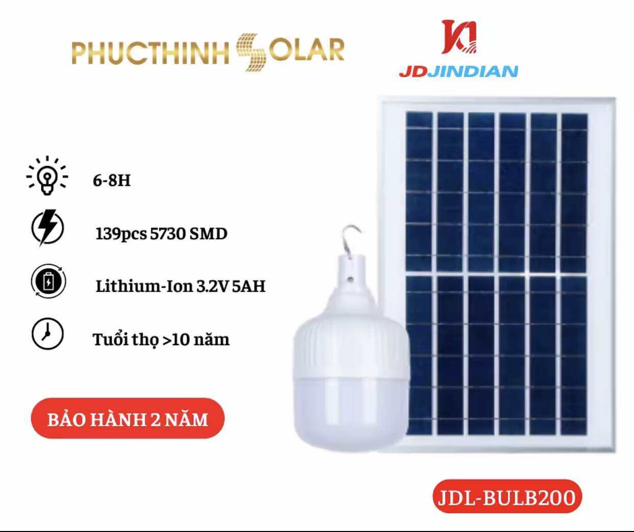 Đèn năng lượng mặt JDL-BULB 200 chính hãng JD jindian công suất 60w