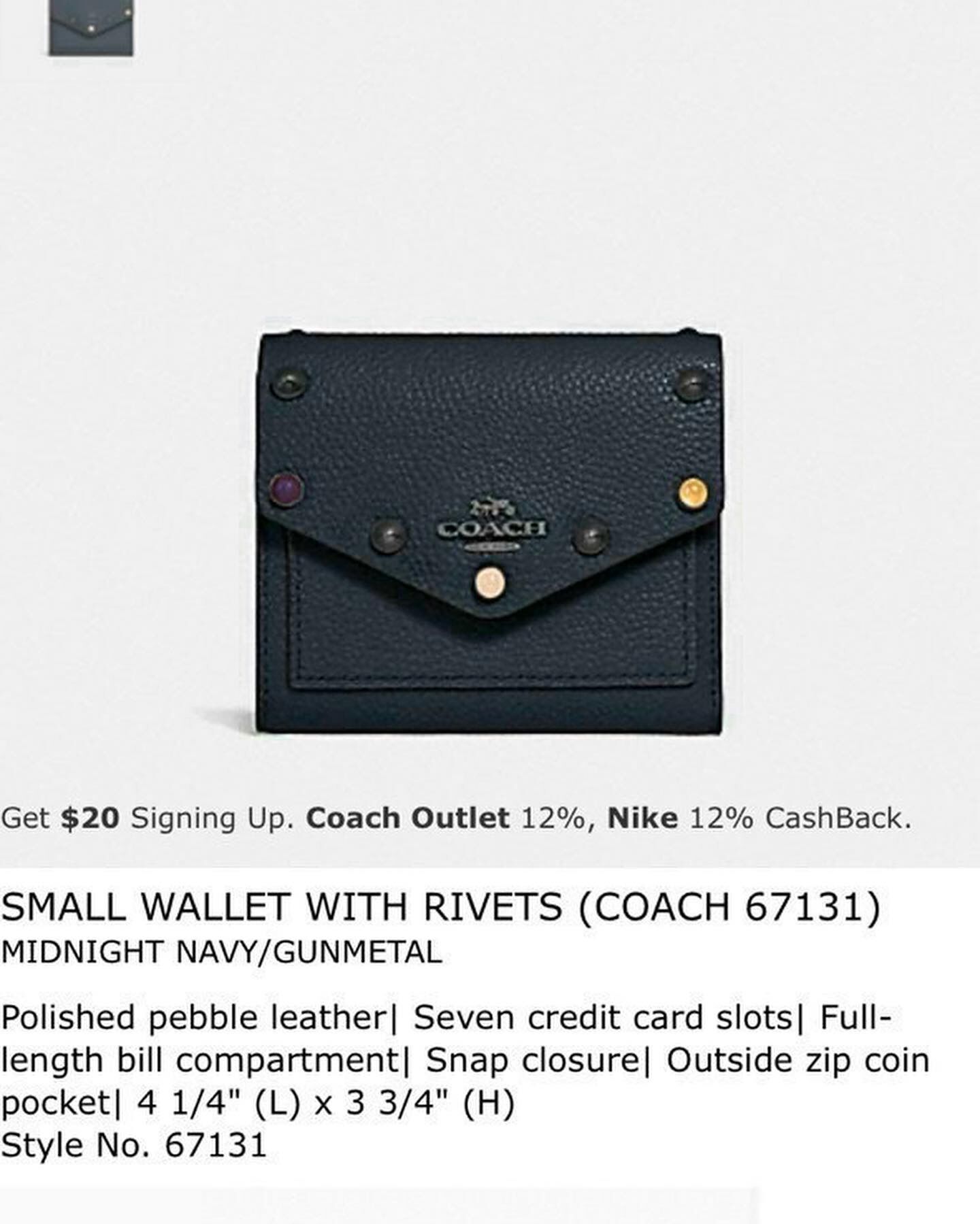 Ví Coach nắp bì thư full box