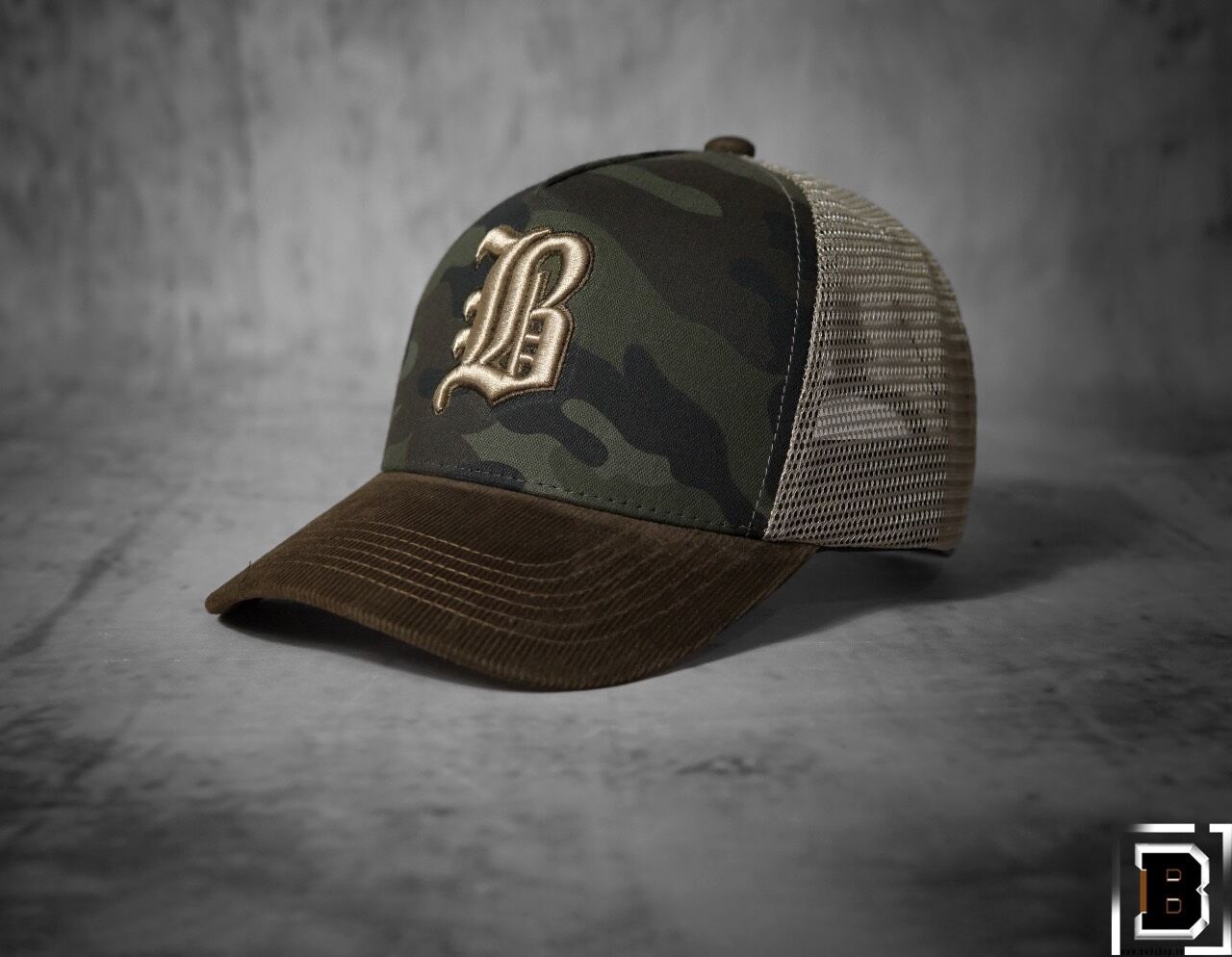 Nón nam phối lưới rằn ri logo thêu nổi cao cấp