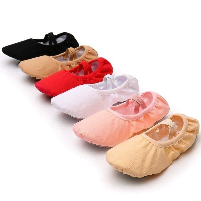 Giày múa bale màu trắng/đen/hồng da đế mềm dành cho bé gái và bé trai