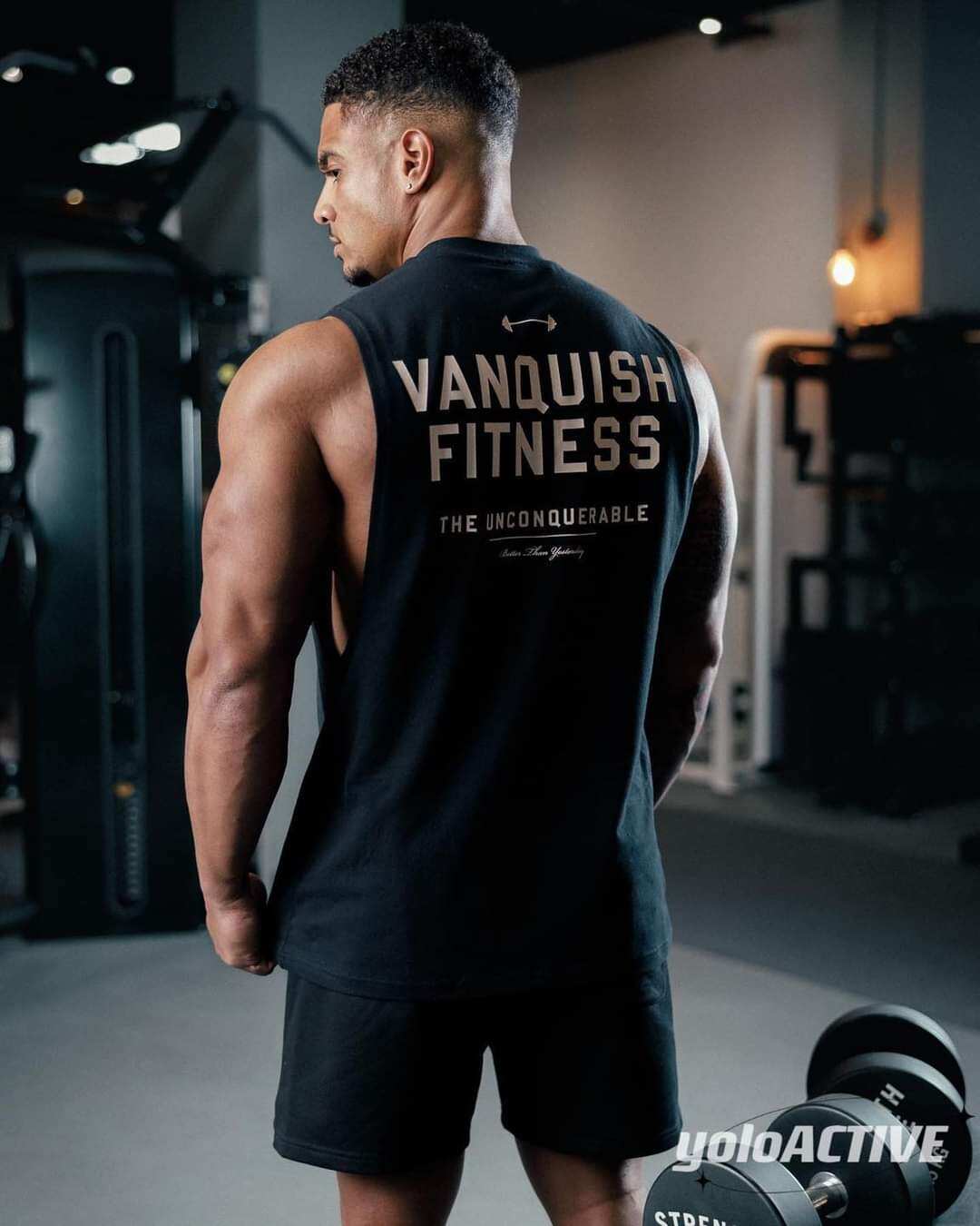 Áo tanktop tập gym nam, áo ba lỗ nam thể thao thun cotton vanquish fitness- ken store