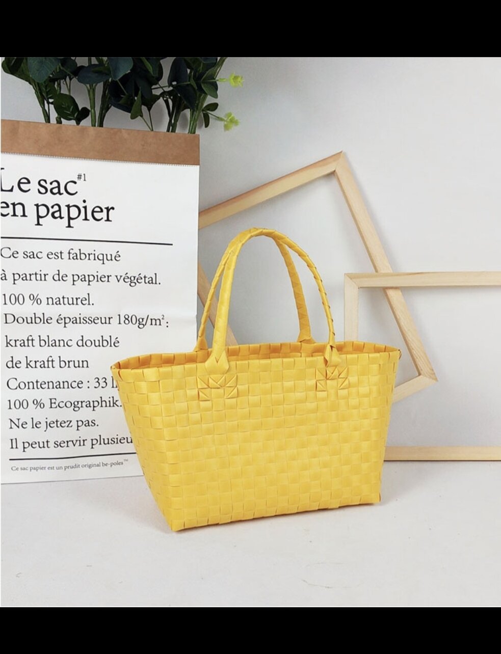 Giỏ xách đan tay màu vàng, giỏ đi biển, size trung 30cm