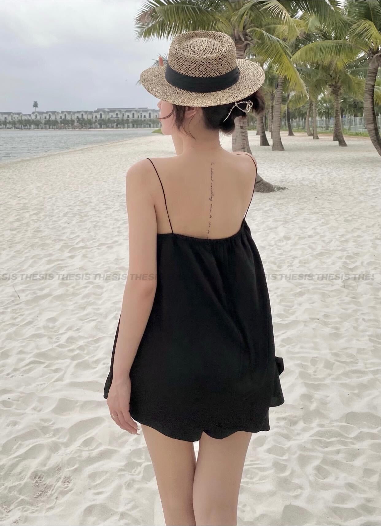 Sét đùi 2 dây dáng babydoll, bộ ngủ nữ