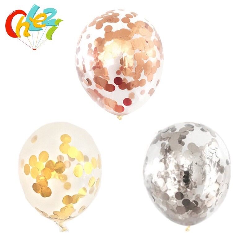 Set 10 bóng sequin ( bóng trong suốt rắc nhũ)