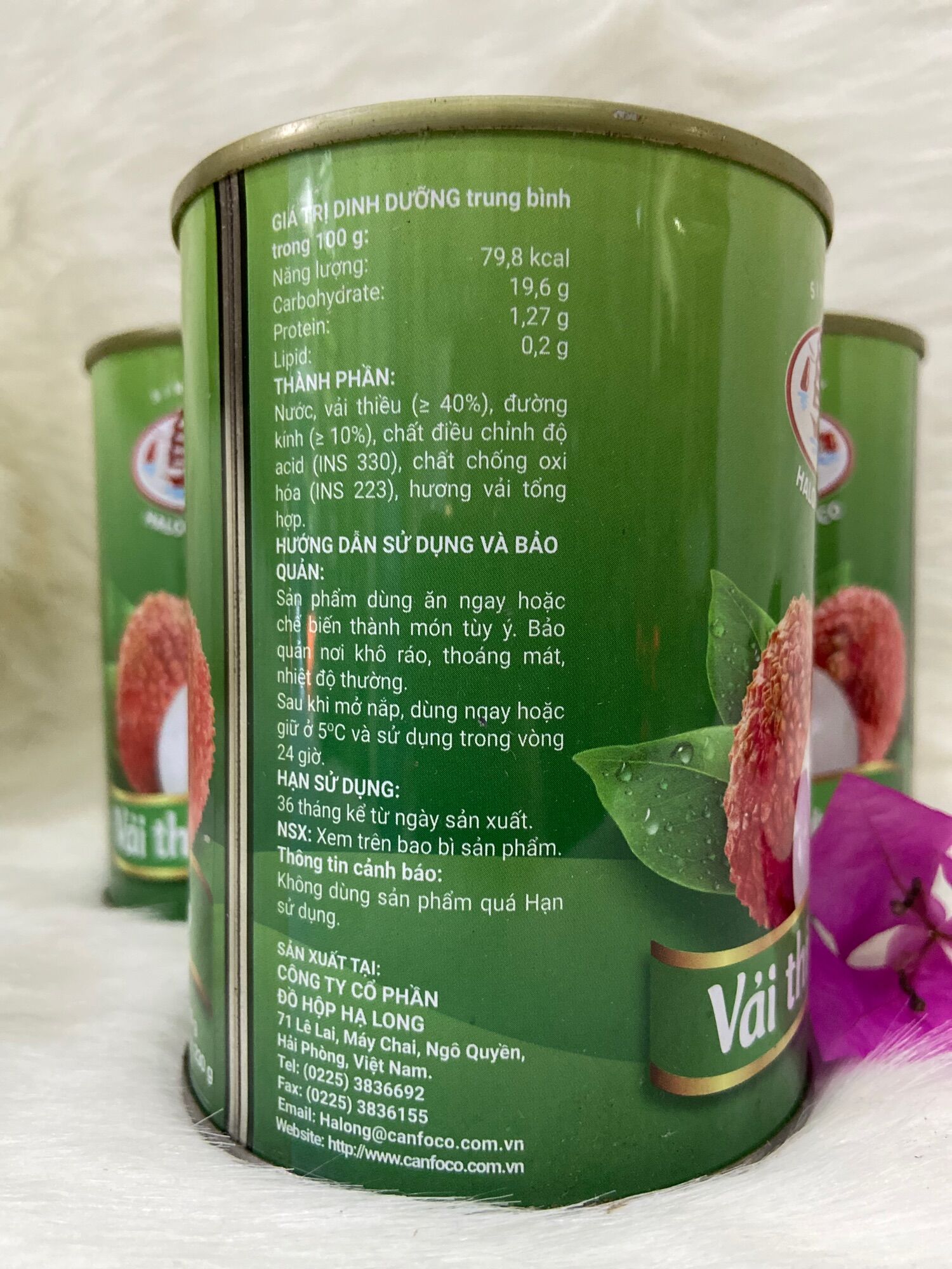 Vải Ngâm Đường Hạ Lon Long 560g