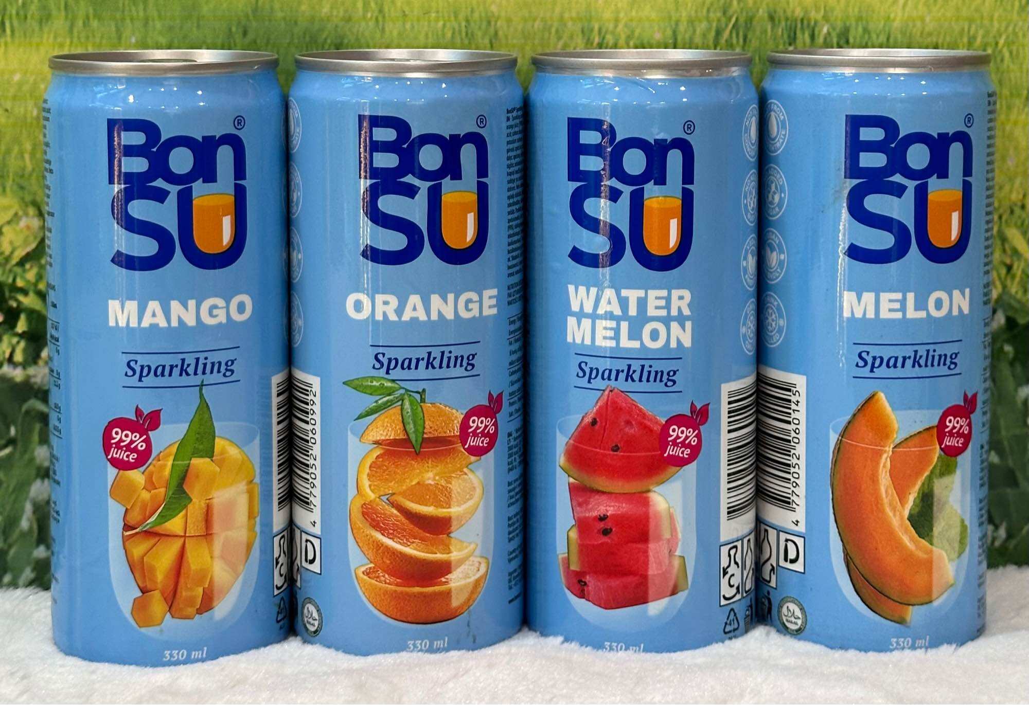 1 lon nước ép dừa, dưa hấu,dưa gang,cam,xoài có ga/lon 330ml
