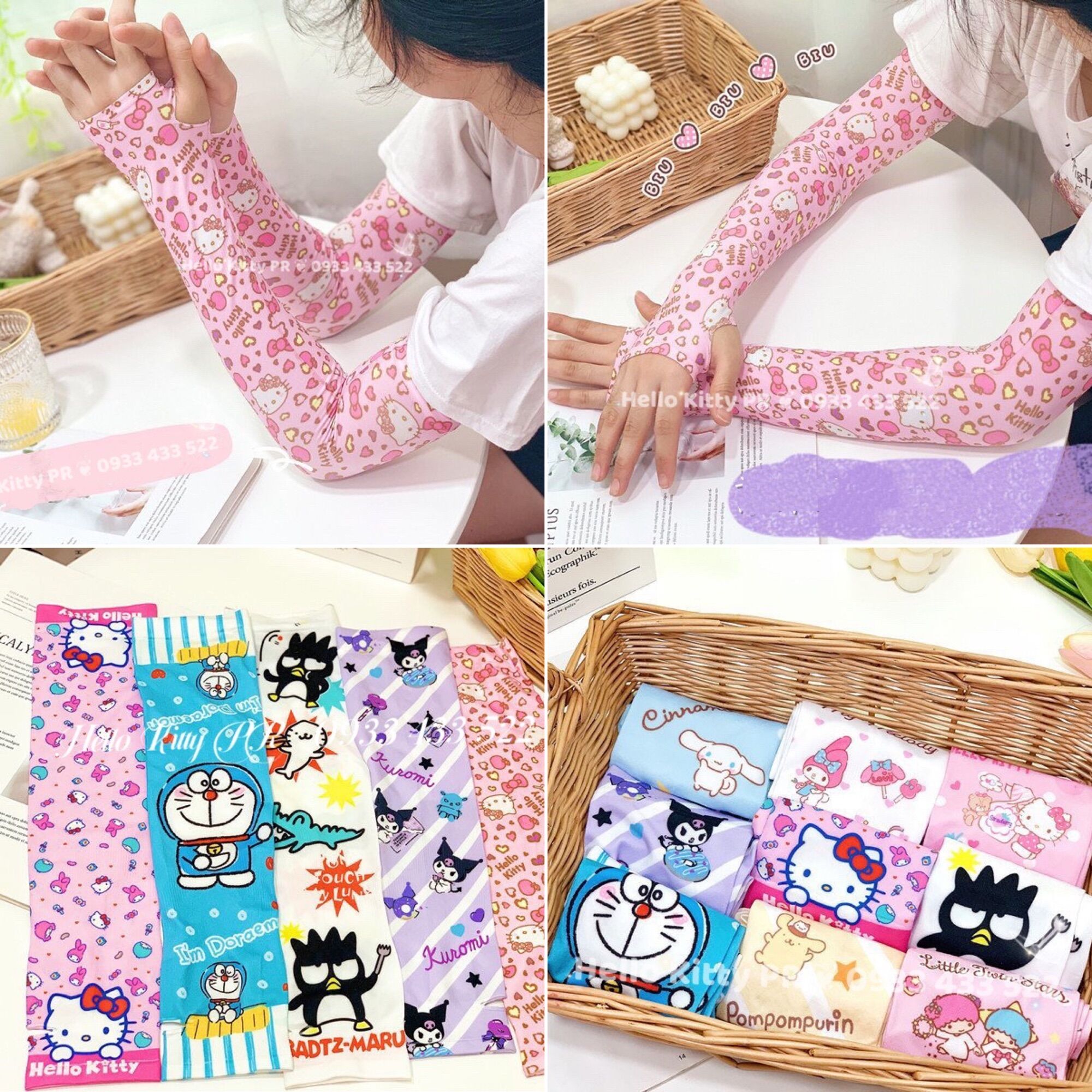 Bao tay chống nắng Hello Kitty - Doremon Doraemon