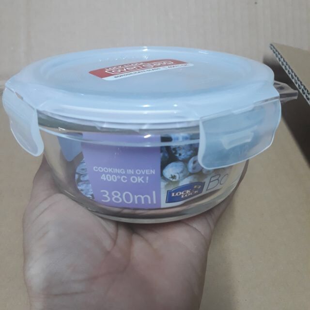 [HCM]Bộ 2 hộp thuỷ tinh Lock&lock 380ml