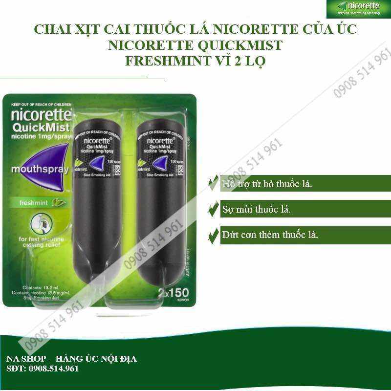 CHAI XỊT CAI THUỐ.C LÁ NICORETTE QUICKMIST FRESHMINT