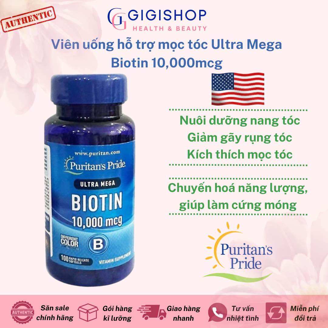 Viên uống mọc tóc puritan’s pride biotin 10000mcg - 100 viên
