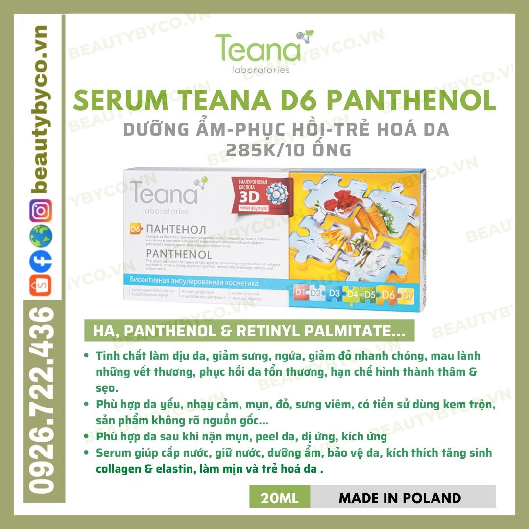 Serum Teana D6 Panthenol (B5) làm dịu phục hồi bảo vệ da
