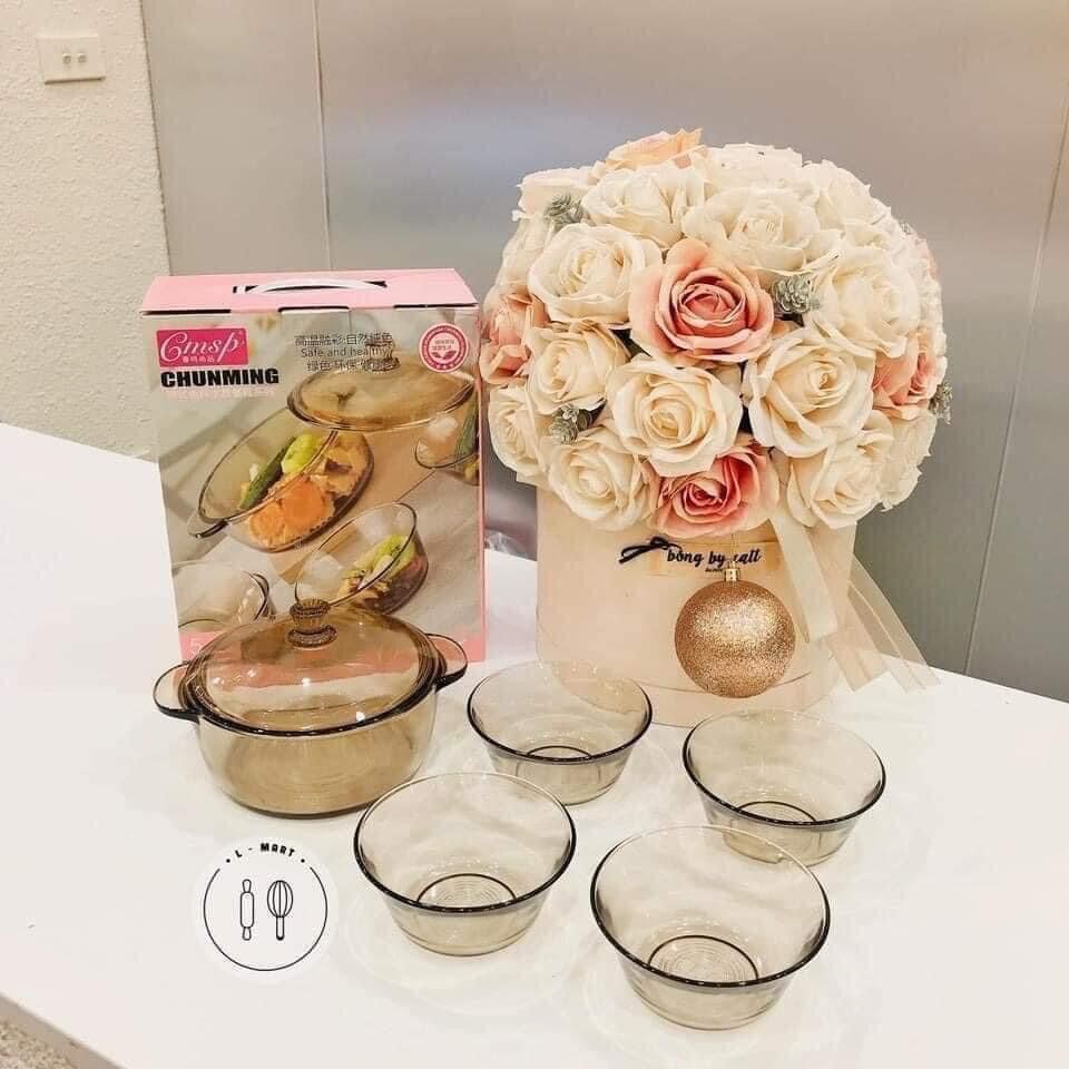 #COMBO BỘ 5 MÓN THỐ & BÁT THUỶ TINH CHỊU NHIỆT