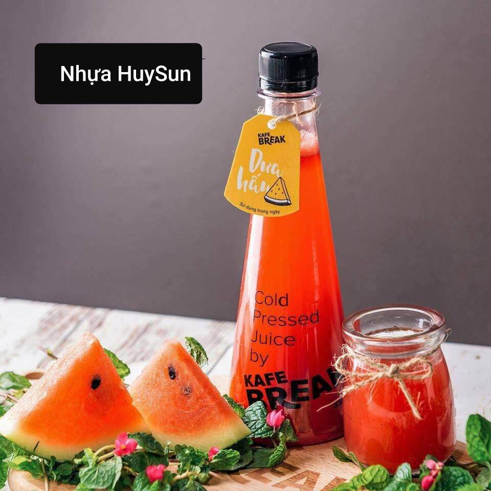10 Chai Nhựa Tam Giác Đựng Trà Sữa - Chai Hình Tháp Đã Kèm Nắp