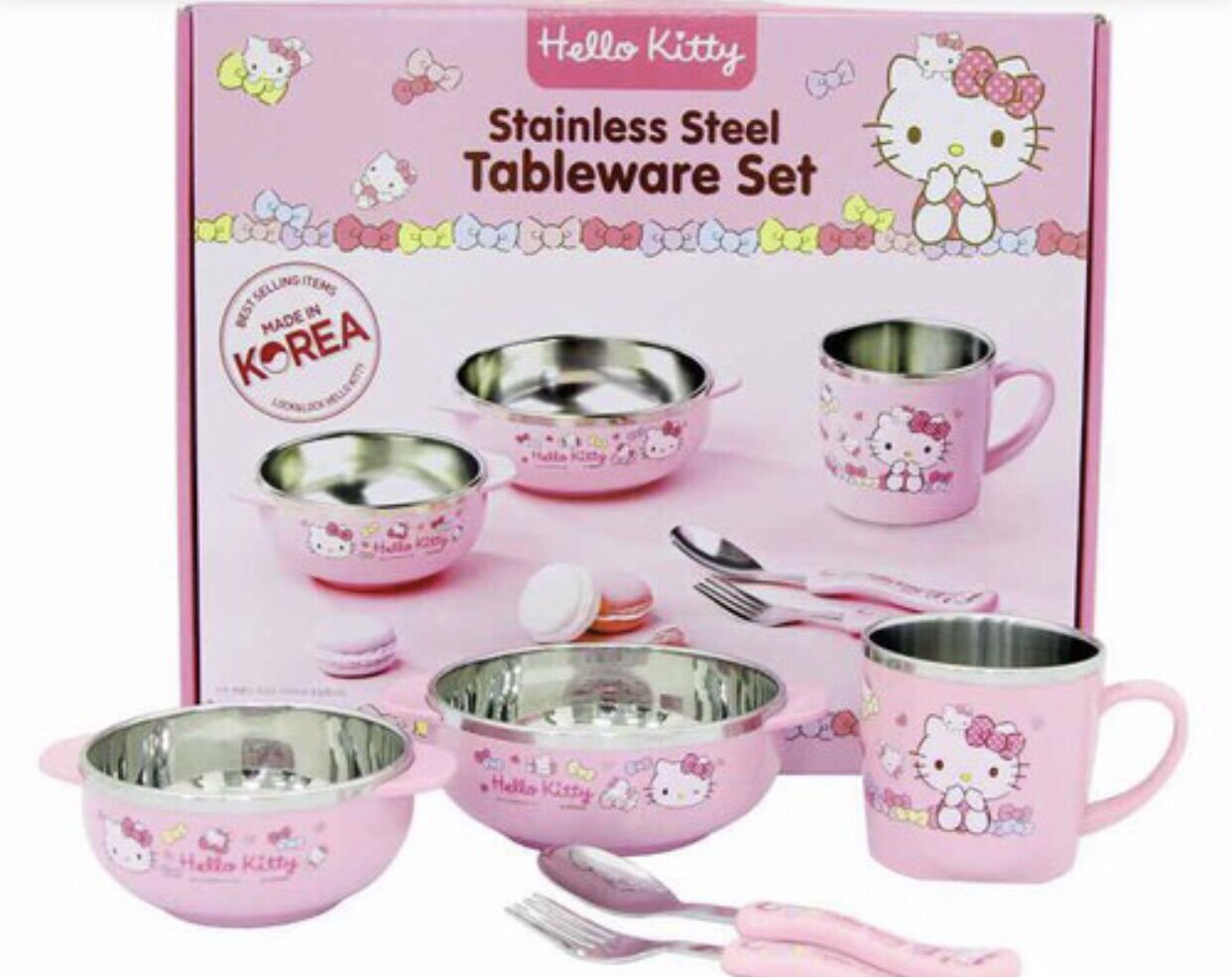SET BỘ CHÉN LY HELLO KITTY 5 MÓN LOCK AND LOCK CHÍNH HÃNG