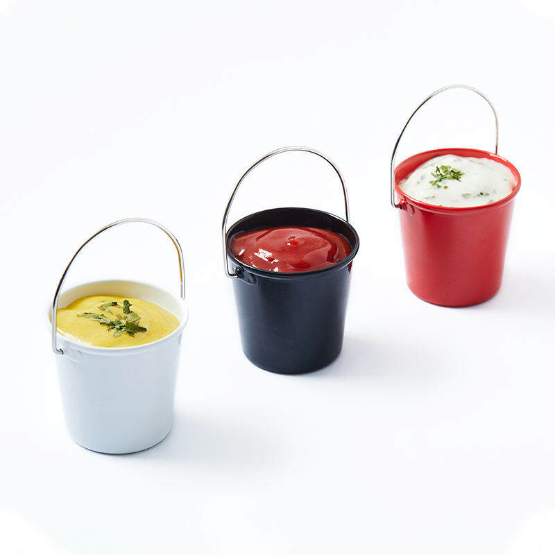 Bộ Đồ Ăn Quán Cà Phê Thiết Kế Nguyên Tác Sáng Tạo Kiểu Mỹ, Xô Nhỏ Nước Sốt Mini, Xô Đá, Cốc Nước Sốt Cà Chua, Sắt Nghệ Thuật