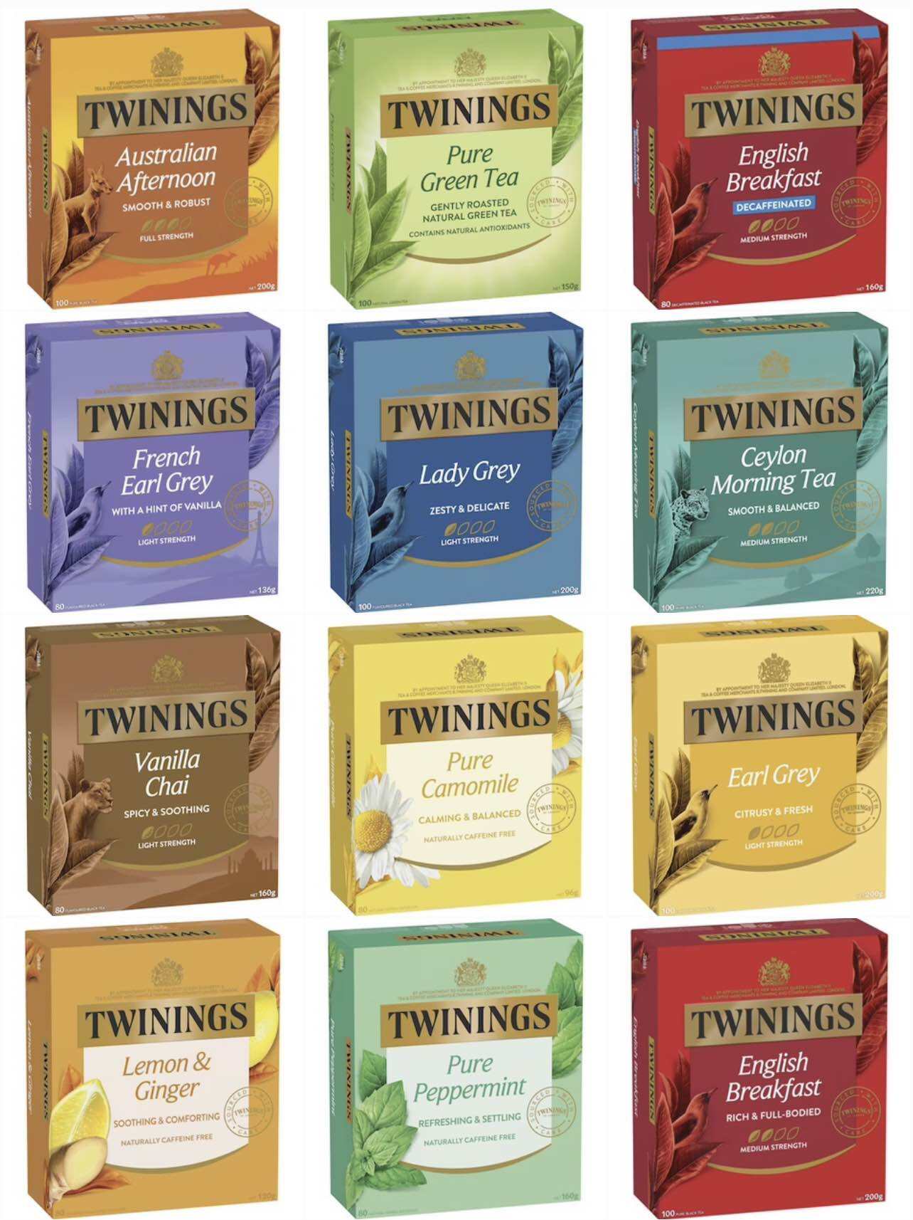 Trà túi lọc Twinings of London các vị hộp to