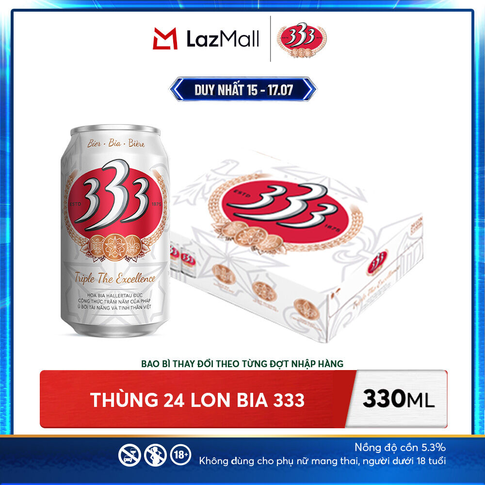 Nồng Độ Cồn 5.3% - Thùng 24 Lon Bia 333 330ml