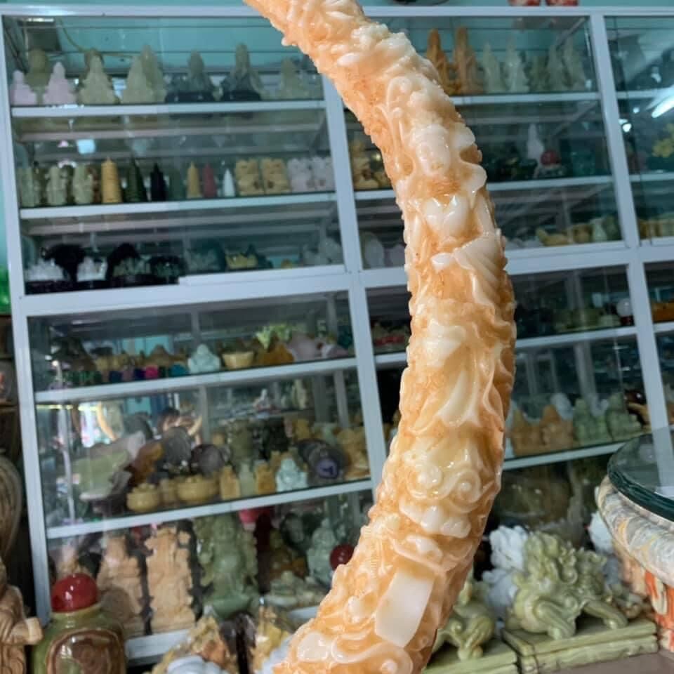 Cặp Kỳ Lân (Kì Lân) Ngậm Ngà Đá Đúc Phong Thuỷ, Sang Trọng, May Mắn, Tài Lộc Đặt Phòng Khách, Bàn Làm Việc - cao 63.5cm