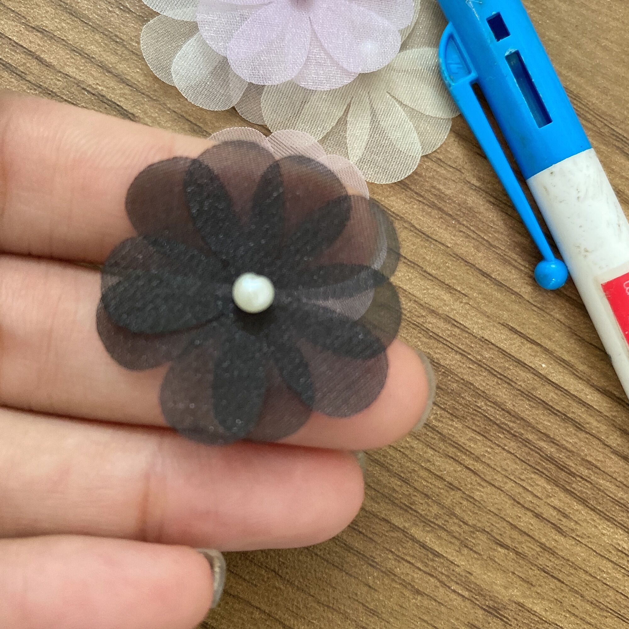 Set 10 HOA VOAN đóng ngọc sẴn size 3cm ( 2 lớp)