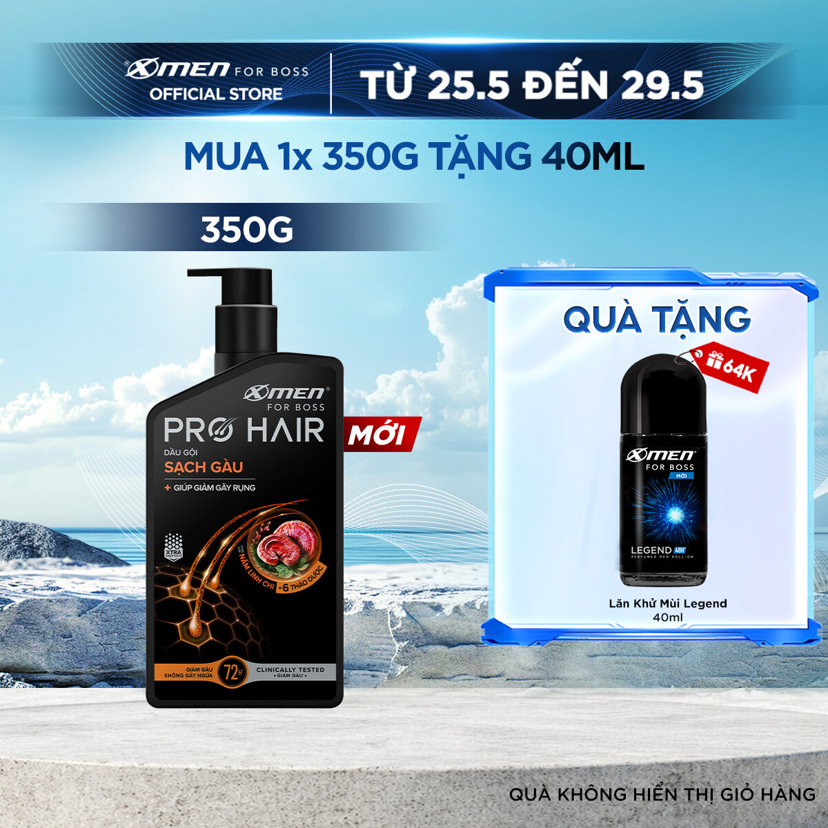 [MỚI][COMBO MUA 1 TẶNG 1] Dầu gội thảo dược Xmen for Boss Pro Hair Ngăn gãy rụng tóc/Sạch Gàu 350g + Tặng Lăn Legend 40ml - Chiết xuất thảo dược