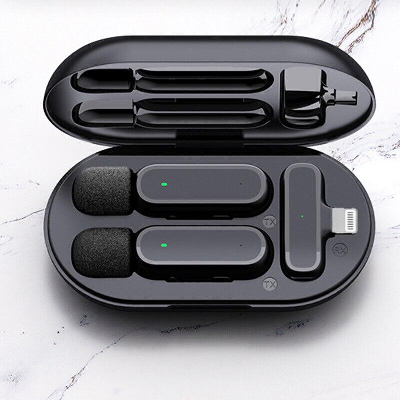 Di Động Không Dây Lavalier Micro Có Hộp Sạc Mini Mic Cho iPhone Máy Tính Bảng Android Chơi Game Phát Sóng Trực Tiếp Âm Thanh Đầu Thu Video