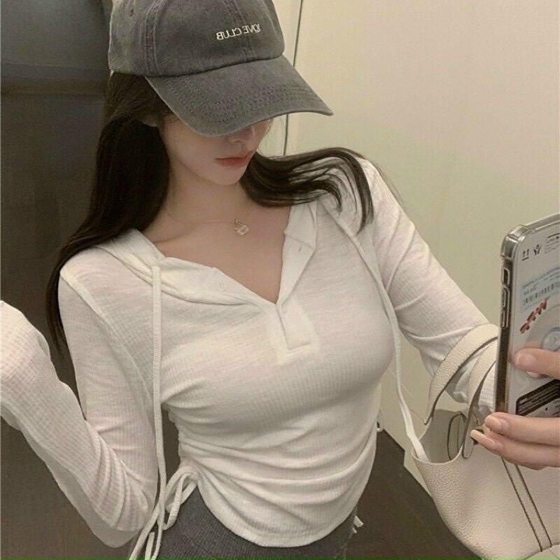 Hcm( mẫu mới) áo rút dây tay dài có nón