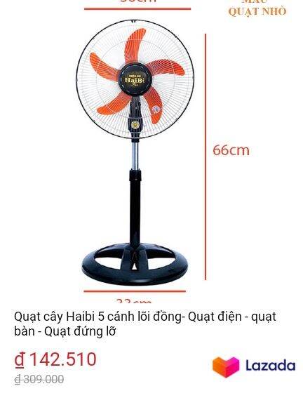 Quạt cây Haibi 5 cánh lõi đồng- Quạt điện - quạt bàn - Quạt đứng lỡ | https://s.lazada.vn/s.Ycux4
