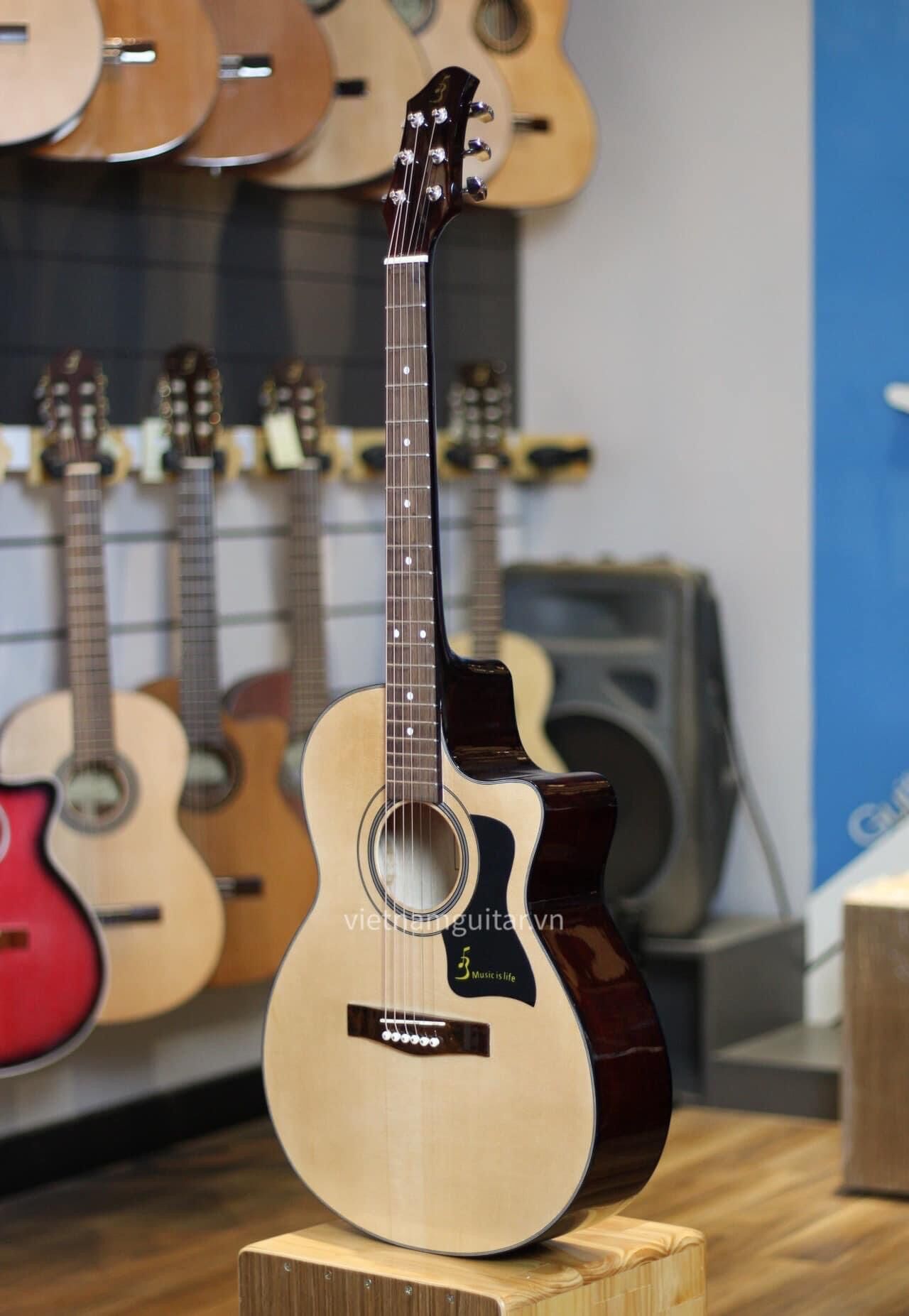 Đàn guitar cho người mới - acoustic ba đờn ve-70 tặng kèm bao đàn, capo, pick