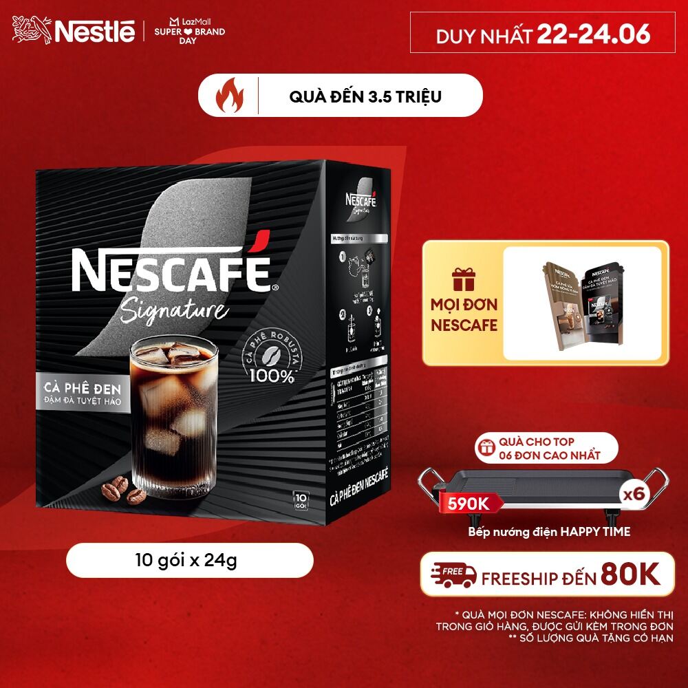 [FREESHIP TOÀN QUỐC] Cà phê đen hòa tan NESCAFÉ Signature Hộp 10 gói ĐẬM ĐÀ TUYỆT HẢO