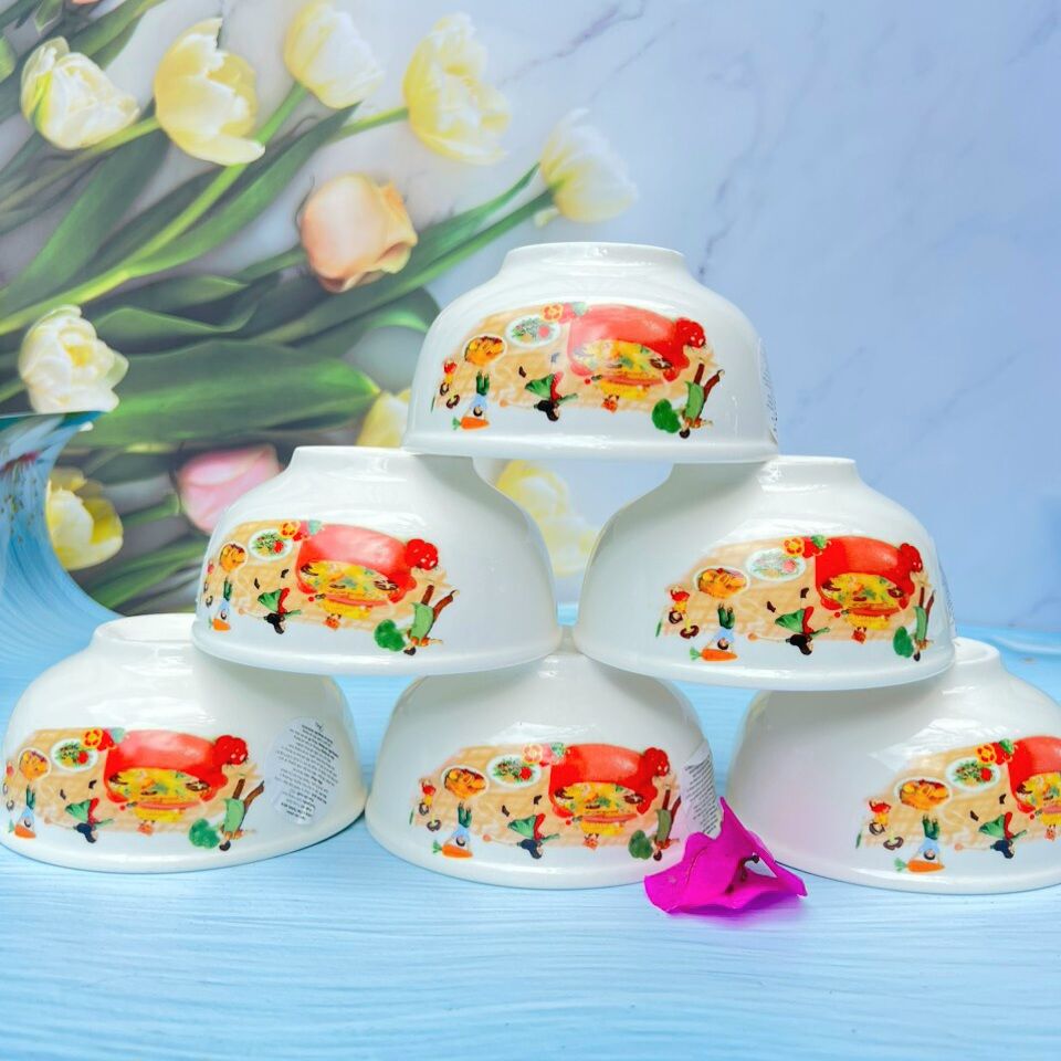 Bộ 10 bát ăn cơm họa tiết anh đào- chén sứ, bát ăn cơm