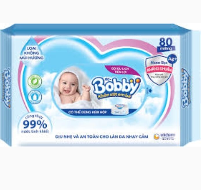 Combo 10 gói Khăn ướt bobby không mùi 80tờ