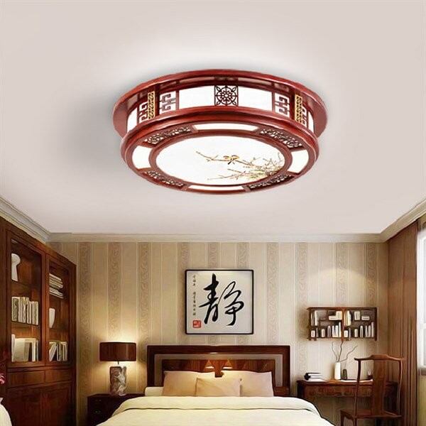 ĐÈN TRẦN ỐP GỖ 001- PHONG CÁCH TÂN CỔ ĐIỂN