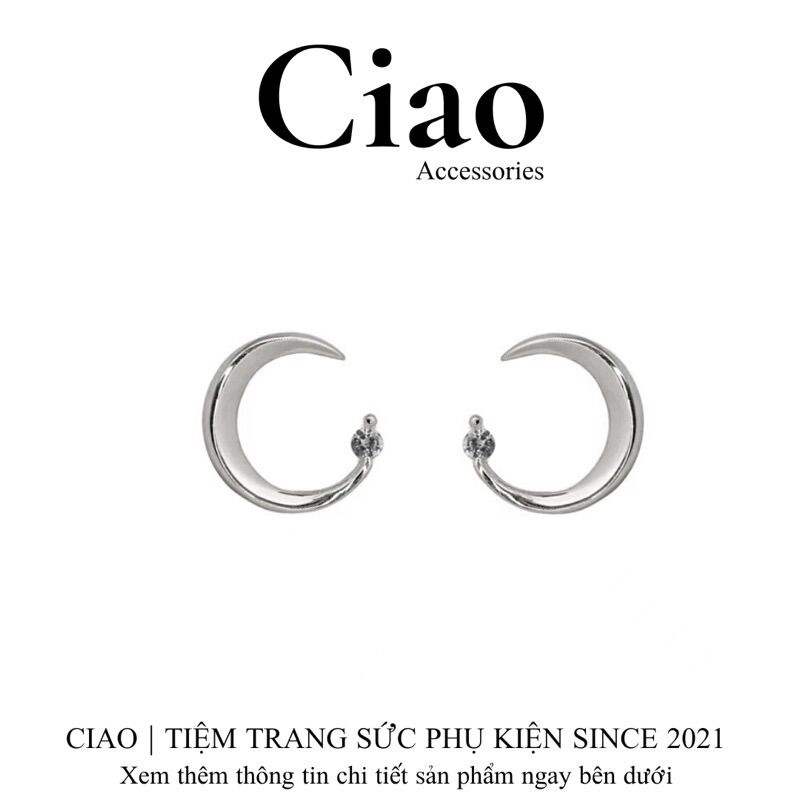 Khuyên tai, bông tai mạ bạc S925 thiết kế hình mặt trăng đơn giản Alula Ciao