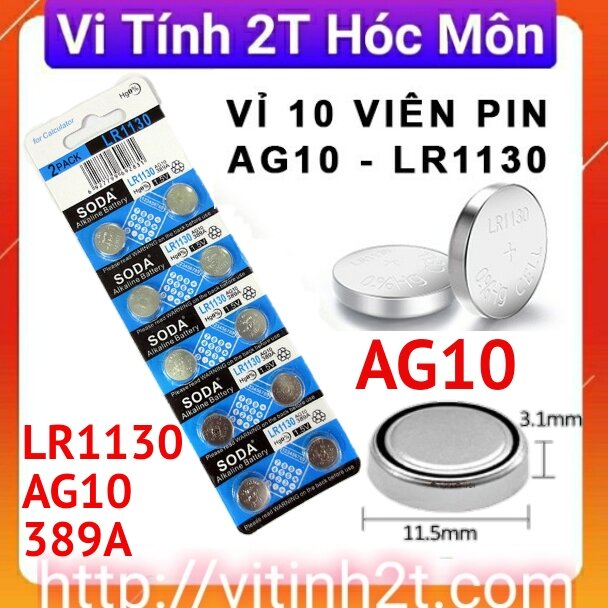 Vỉ 10 viên pin cúc áo lr1130 ag10