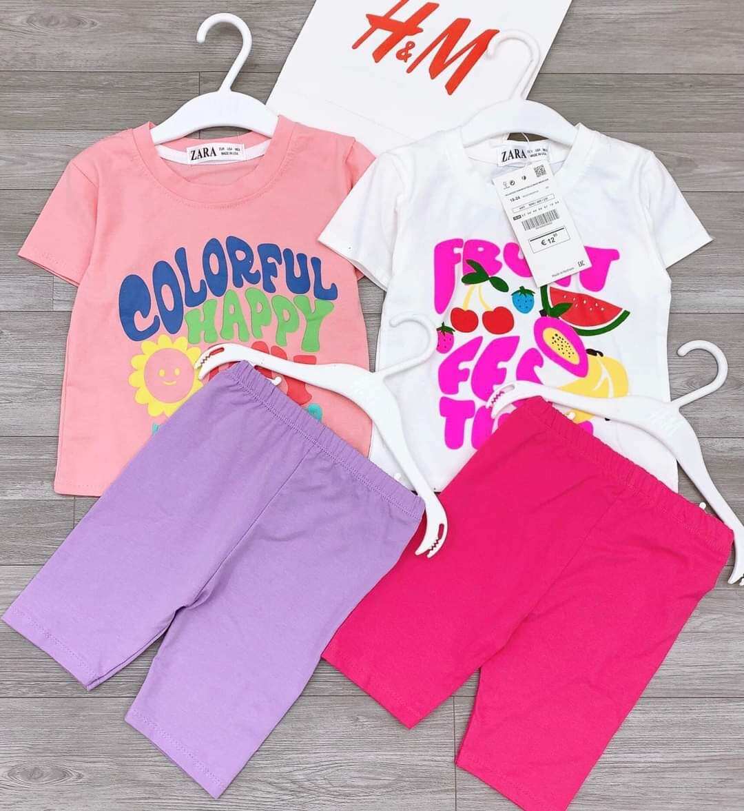 Sét 2 bộ bé gái chất cotton